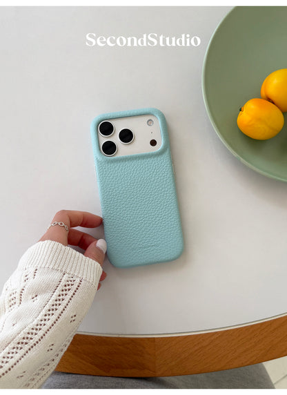 Premium Pebbled Microfiber Leather MagSafe-Compatible iPhone Case