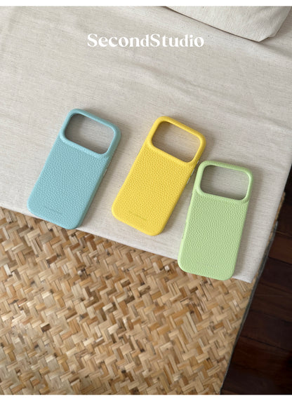 Premium Pebbled Microfiber Leather MagSafe-Compatible iPhone Case