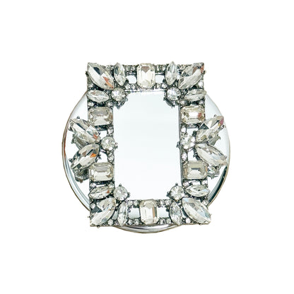 French Luxe Silver Crystal MagSafe-Compatible Phone Grip & Mini Mirror