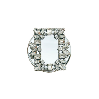 French Luxe Silver Crystal MagSafe-Compatible Phone Grip & Mini Mirror