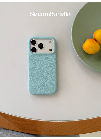 Premium Pebbled Microfiber Leather MagSafe-Compatible iPhone Case