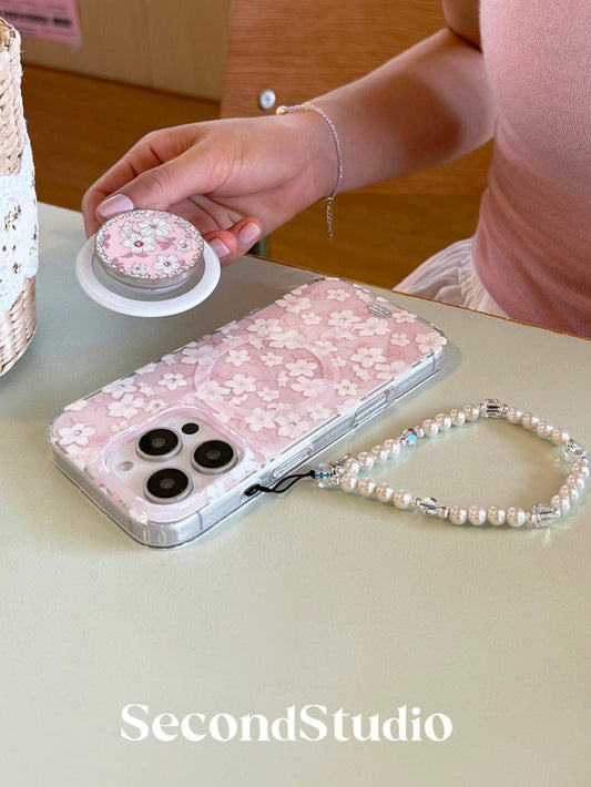 Pink Mist Camellia – Romantic MagSafe Compatible Phone Case